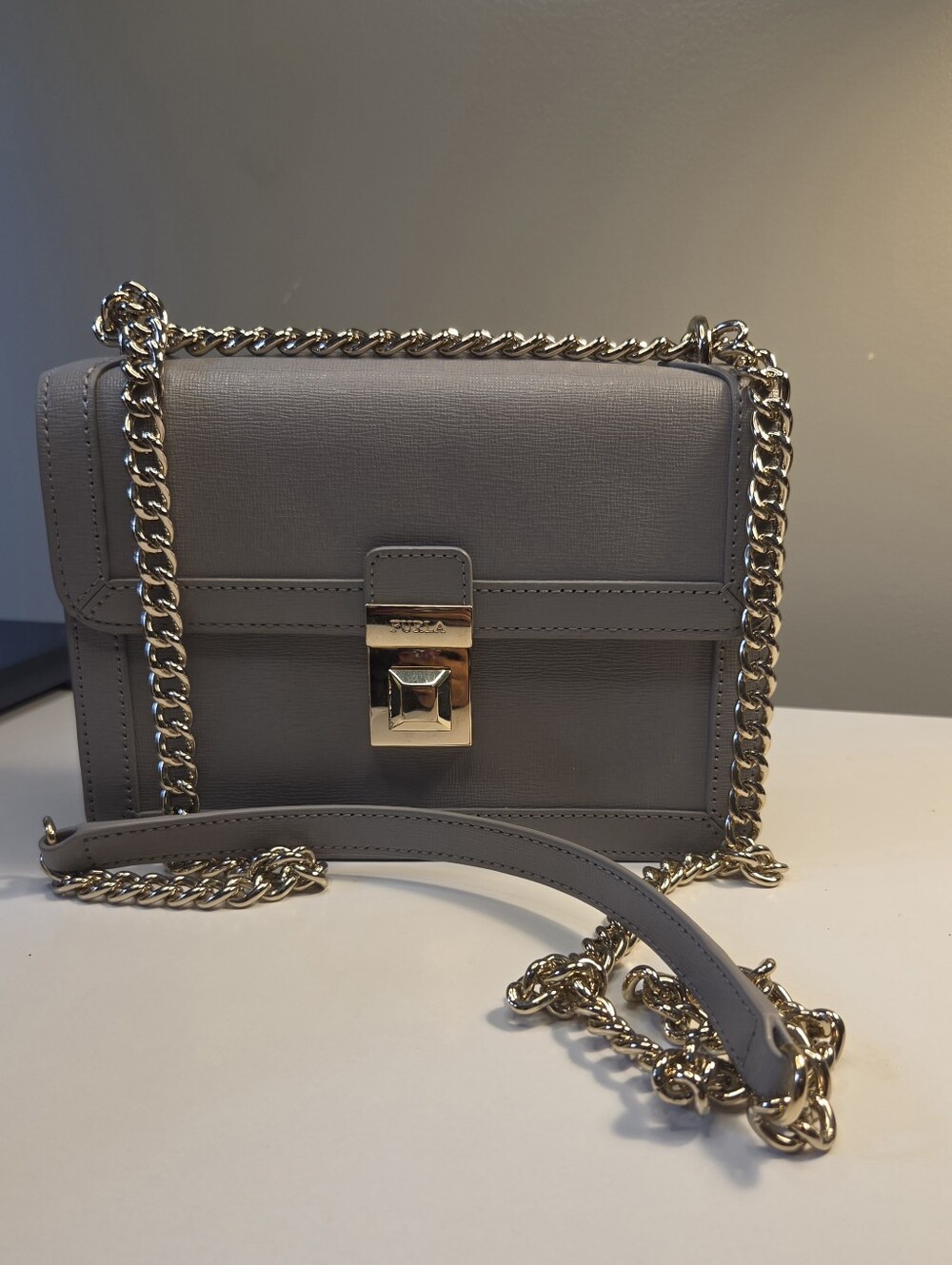 Furla Dixie Small Leather Grey Crossbody Bag